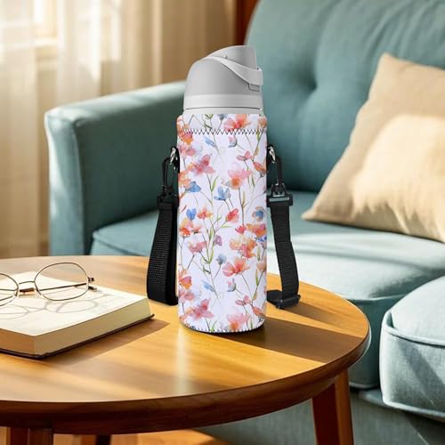 RICHEN Neoprene Water Bottle Carrier Bag with Adjustable Shoulder Strap,Insulated Water Bottle Cover for Stainless Steel/Glass/Plastic Bottles - color: BC-52, size: 750ml
