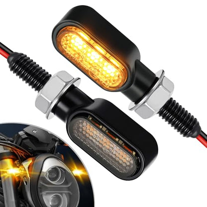 Benlari 2Pcs Motorcycle Mini Led Turn Signals with Running Lights, Front & Rear Turn Signal Brake Light 12V Fit for Harley Honda Suziki Yamaha Kawasaki (Smoke) - color: Smoke