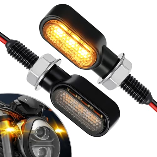 Benlari 2Pcs Motorcycle Mini Led Turn Signals with Running Lights, Front & Rear Turn Signal Brake Light 12V Fit for Harley Honda Suziki Yamaha Kawasaki (Smoke) - color: Smoke
