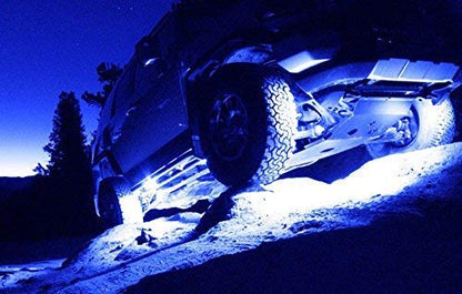 iJDMTOY 4pc Universal Fit 3-Chipset 9W High Power LED Rock Light Kit Compatible with Jeep Truck SUV Off-Road Boat, Ultra Blue - color: Blue