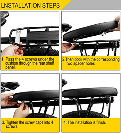 TOPCABIN Bicycle Manned Cushion Mountain Bike Back Shelf Seat Cushion Manned Comfortable Saddle Children Back Seat - color: Black