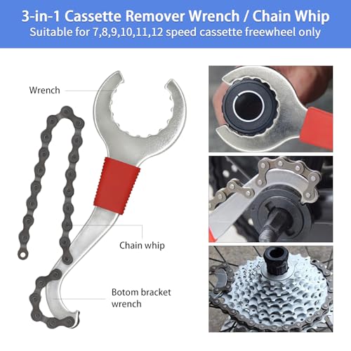 Bike Tool Kit, Professional Bike Repair Tools for Mountain Bike with 3-in-1 Cassette Remover Wrench Crank Puller Extractor Bottom Bracket Freewheel Remover Chain Breaker - color: 6 Pcs