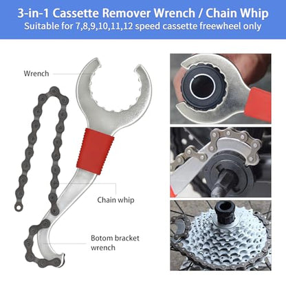 Bike Tool Kit, Professional Bike Repair Tools for Mountain Bike with 3-in-1 Cassette Remover Wrench Crank Puller Extractor Bottom Bracket Freewheel Remover Chain Breaker - color: 6 Pcs