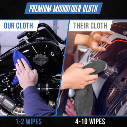 Fast Detailer Motorcycle Cleaner, Pro Polish Plus Sealer Spray, All-in-One Every Surface Motorcycle Cleaning Kit with Microfiber Cloth, Quick Detailer, 16 FL OZ