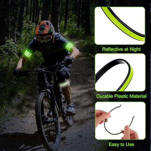 JJUNW 8Pcs High Visibility Reflective Bands & CyclingTrousers Clips for Arm, Wrist, Ankle & Leg – Adjustable Elastic Safety Straps for Night Running, Walking, Cycling