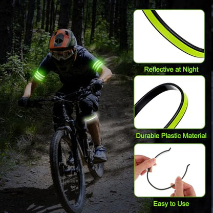 JJUNW 8Pcs High Visibility Reflective Bands & CyclingTrousers Clips for Arm, Wrist, Ankle & Leg – Adjustable Elastic Safety Straps for Night Running, Walking, Cycling