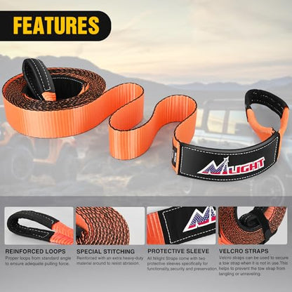Nilight 3" x 20' Recovery Tow Strap Lab Tested 31,500lbs Break Strength Heavy Duty Off Road Straps with Triple Reinforced Loop Emergency Towing Rope of Mind for SUV, UTV, ATV, Truck, 2 Years Warranty - color: 3in x 20ft Tow Strap