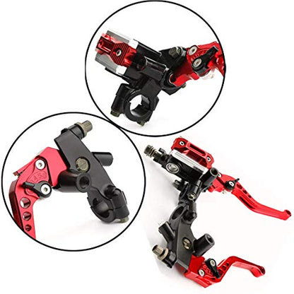 7/8 22mm Motorcycle Brake Lever Motorcycle Handlebar Brake Master Cylinder Clutch Levers Left and Right Set Compatible with Harley Honda Kawasaki Suzuki Yamaha Red Universal - color: Red