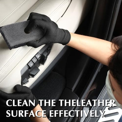 Mudder 8 Pcs Car Interior Scrubbing Sponge 5'' x 3'' Fiber Car Wax Applicator pad Household Cleaning Sponges for Leather Car Seat Couch Cleaning (Gray Black) - color: Gray Black