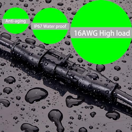 2Pin Connector,Injection Molded16 AWG Male and Female 2Wire Waterproof Connectors,IP67 Auto Electrical Wire Connectors for Car, Truck, Boat, (3Pack) - size: Injection Molding 2pin Connector