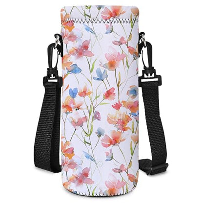 RICHEN Neoprene Water Bottle Carrier Bag with Adjustable Shoulder Strap,Insulated Water Bottle Cover for Stainless Steel/Glass/Plastic Bottles - color: BC-52, size: 750ml