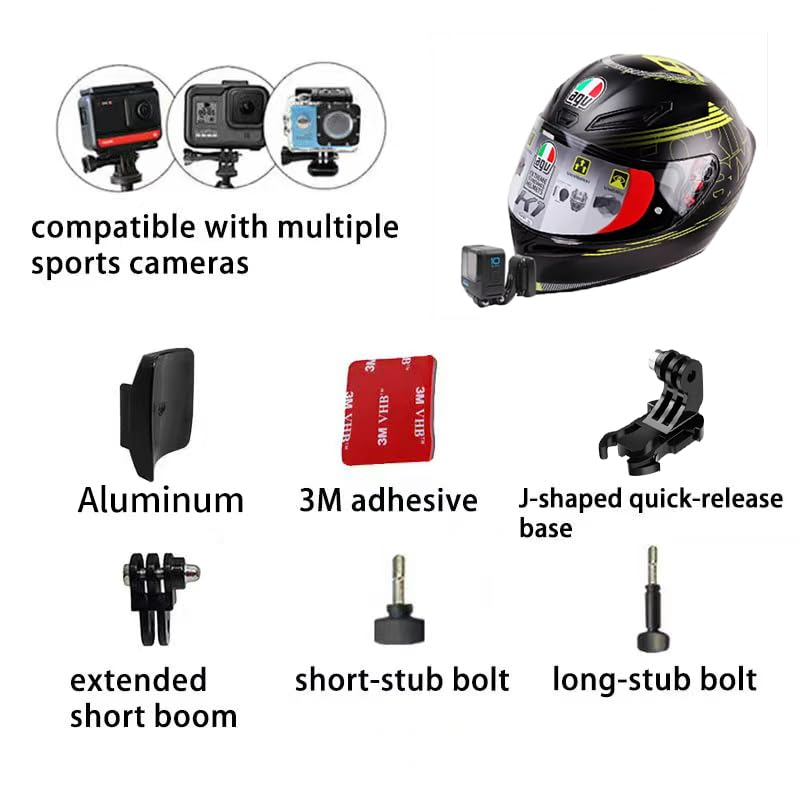 AGV K1S Chin Mount Kits Made for K1 S Helmet Camera Mount Kit Carbon Fiber Load Bearing Patch Adjustable Camera Bracket Compatible with GoPro Hero Ins360 DJI Action Cams (Aluminum Alloy Base)