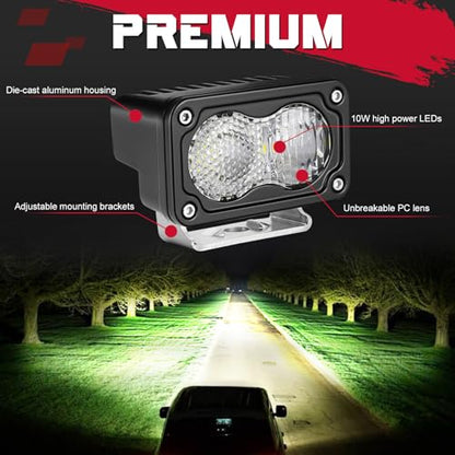 OFFROADTOWN 3 Inch LED Pods Lights 40W Driving Light Bar Off Road Lights LED Cubes Fog Light Bumper Grille Backup Reverse Lights for Truck Pickup ATV UTV SUV Motorcycle - color: 3inch_White Diffusion Straight Line