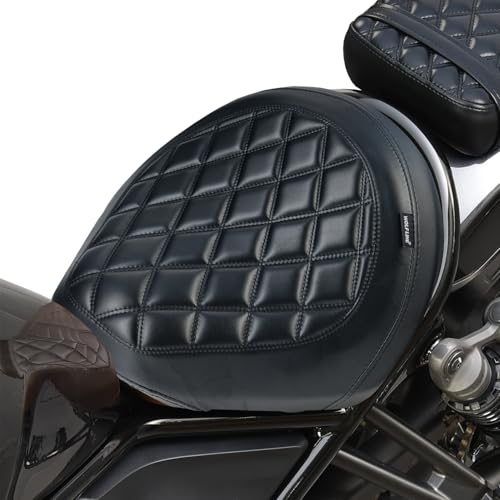 Motorcycle Rider Comfort Seat Fit for CMX1100 Rebel 1100 2021 2022 2023 2024 2025 2026, Leather Front Driver Saddle Solo Cushion Pad, Black Stitching - color: Front - Black-A