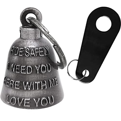 Dream Apparel Motorcycle Bell Guardian Angel Drive Away Gremlin, Biker Bell for Men Women Rider Riding, Good Luck Gift - color: Rider Safely & I Need You & Love You