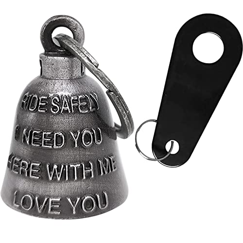 Dream Apparel Motorcycle Bell Guardian Angel Drive Away Gremlin, Biker Bell for Men Women Rider Riding, Good Luck Gift - color: Rider Safely & I Need You & Love You