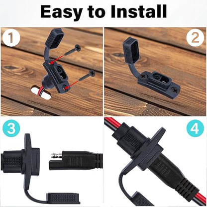 2 PCS SAE Quick Connector Harness, 1FT 12AWG SAE Adapter Male Plug to Female Socket Cable, Waterproof Battery Plug for Solar Panel, Generator, Battery Charger
