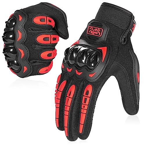 COFIT Motorcycle Gloves Breathable, Touchscreen Motorbike Gloves Anti-Slip with Good Grip Hard Knuckles Protection for Men Women Motocross, BMX ATV MTB Cycling, Road Racing - Red XXL - color: 7-red, size: XX-Large