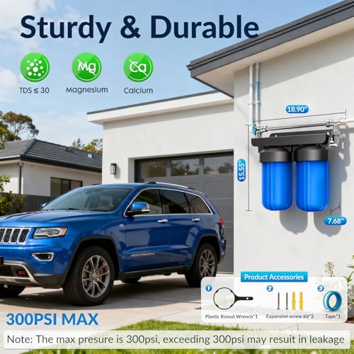 Spotless Water System for Car Wash with Bypass Switch, Deionized Water System for Car Wash with Resin, Spot Free Water Deionizer for Car Washing, Works for Motorcycles, RV, Boats, No Towel Drying ﻿