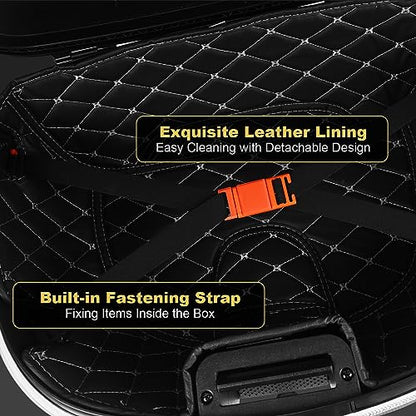 Universal Motorcycle Rear Top Box Tail Trunk Luggage Case,49 Litre Hard Case with Mounting Hardware, Black - size: 49L without LED