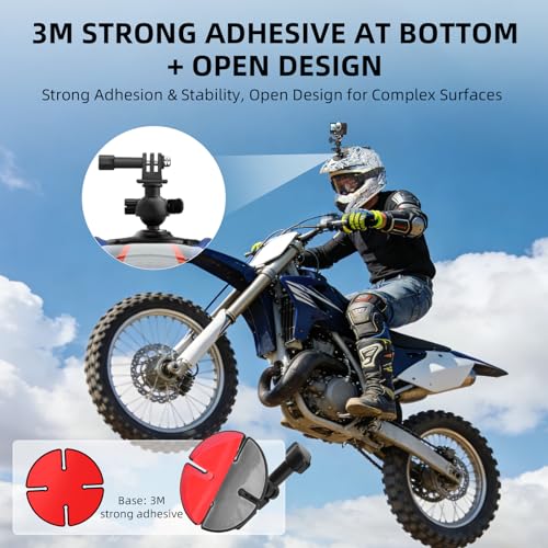 2Pack Helmet Flexible Adhesive Mount for Insta360, 360° Adjustable Sticky Holder with Safety Buckle for GoPro, Insta 360 X5/X4/Ace Pro 2/GO 3S, for DJI Action 6 5 4 Motorcycle Ski Accessories
