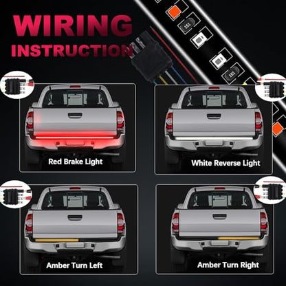 60 InchTruck Tailgate Light Bar Single Row LED Tail Light Strip with Brake Reverse Turn Signal Lights - size: 60''-Single row