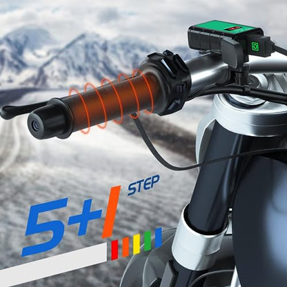 Heated Motorcycle Grip Cover, Aramid Fiber Heated Handlebar Pad with 6 Temperature Settings for Motorcycles and ATVs