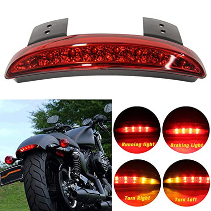 Rich Choices Motorcycle Chopped Rear Fender Edge LED Brake License Plate Tail Light Stop Running Light Turn Signal Lamp for Harley Sportster XL883N 1200N XL1200V XL1200X (Red Lens) - color: Red Lens#1