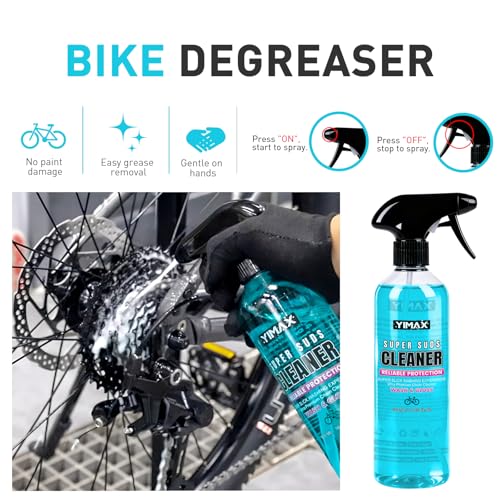 Bike Cleaner, 500ML - Fast-Action, Biodegradable Bicycle Cleaning Spray 120ml Chain Lube Brushes And Sponge 8 In 1 Bicycle Cleaning Kit Safe on All Surfaces and Suitable for All Types of Bike.