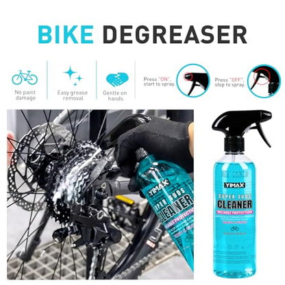 Bike Cleaner, 500ML - Fast-Action, Biodegradable Bicycle Cleaning Spray 120ml Chain Lube Brushes And Sponge 8 In 1 Bicycle Cleaning Kit Safe on All Surfaces and Suitable for All Types of Bike.
