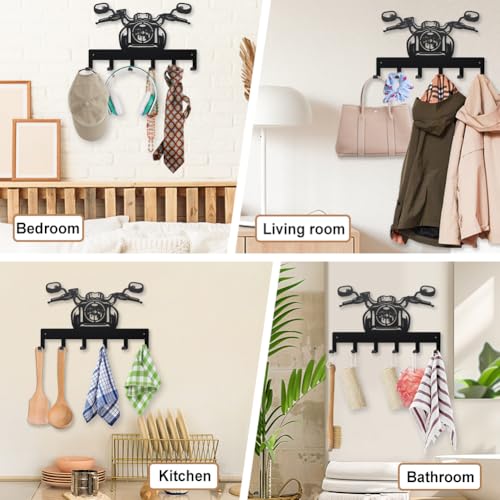 MAYJOYDIY Motorcycle Metal Key Hook Racing Scooter Coat Rack Wall Mounted 15.7×9.8inch Art Wall Decor Key Holder Organizer Rack with 6 Hooks for Gift Coats Hats Towels Bags Hanging - style: Motorcycle Head