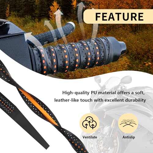 2PCS 3.6Ft Wrap-Around Motorcycle Grips,Anti-Slip Motorcycle Handlebar Grips with Air Vent Holes,Universal & Shock-Absorbing Dirt Bike Accessories for Motorcycles & Bikes