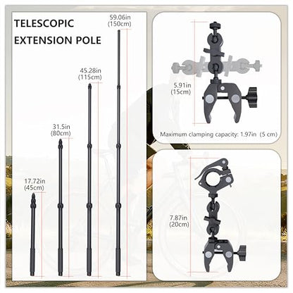 Motorcycle Camera Mount for Insta 360,Adjustable GoPro Bike Extension Pole Mount Compatible with Insta360, GoPro, and DJI Cameras - Designed for Bike and Motorcycle Riding Shots
