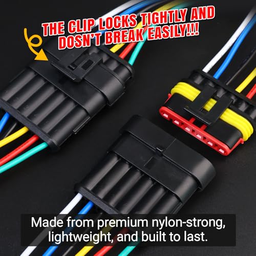 TMH 10Pcs 6 Pin Electrical Connector Male and Female, 10cm. 22 AWG Waterproof Wire Connectors 6 Way with Heat Shrink Tubing for Car Truck Boat Wire Connection (5 Set) - size: 6 Pin - 5 Sets