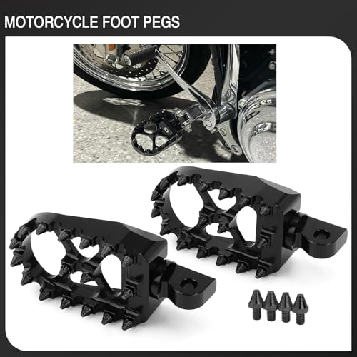 MX Wide Floorboards Foot Pegs Brake Pedal Cover Shifter Peg Kit for Harley Touring 1986-2023 Road Glide Street Glide 86-2017 Softail Fat Boy FL 2012-2016 Dyna FLD (Black) - color: Black