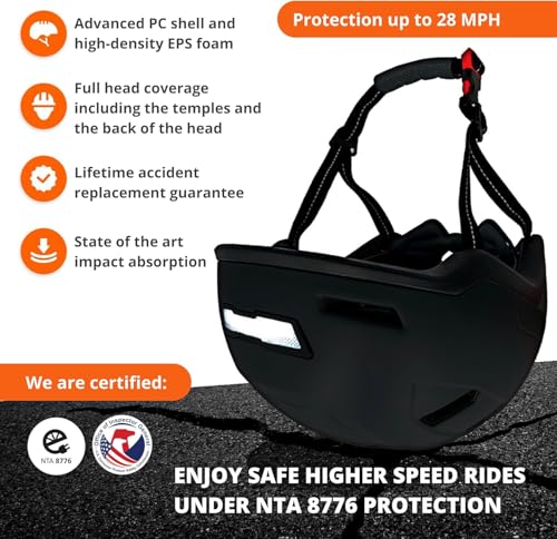 XNITO Bike Helmet with LED Lights - Urban Bicycle Helmet for Adults, Men & Women - CPSC & NTA-8776 Dual Certified - Class 3 E-Bikes, Scooters, Onewheel, Commuter, Mountain - color: Obsidian, size: Large