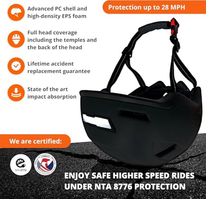 XNITO Bike Helmet with LED Lights - Urban Bicycle Helmet for Adults, Men & Women - CPSC & NTA-8776 Dual Certified - Class 3 E-Bikes, Scooters, Onewheel, Commuter, Mountain - color: Obsidian, size: Large