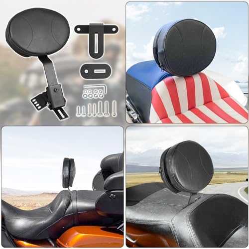 Adjustable Plug-in Driver Backrest Sissy Bar w pad Custom Compatible with for 1997-2024 Harley Touring Models Street Glide Road Glide Electra Glide Road King Detachable Rider Backrest - size: A Style