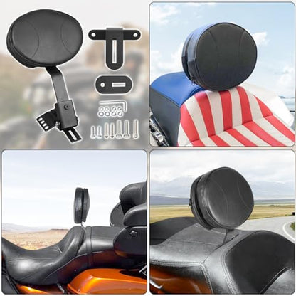 Adjustable Plug-in Driver Backrest Sissy Bar w pad Custom Compatible with for 1997-2024 Harley Touring Models Street Glide Road Glide Electra Glide Road King Detachable Rider Backrest - size: A Style