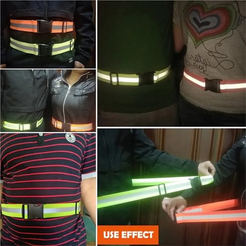 Reflective Bands 8pcs 4x120cm Reflective Elastic Belt Jogging Reflective Strap Adjustable Nighttime Safety Construction Work Gear Trekking Camping for Cycling Running - color: Green