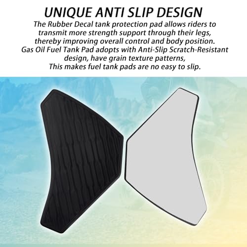 Motorcycle SideTank Pad, Gas Oil Fuel Tank Pad, Rubber Decal Tank Protector, Anti-Slip Scratch-Resistant Protector Sticker Compatible with Kawasaki KLR650 2022-2024