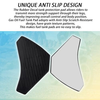 Motorcycle SideTank Pad, Gas Oil Fuel Tank Pad, Rubber Decal Tank Protector, Anti-Slip Scratch-Resistant Protector Sticker Compatible with Kawasaki KLR650 2022-2024