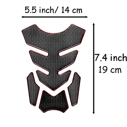1 Set Universal 3D Motorcycle Gas Tank Sticker, Fuel Tank Protector Decal Pad Self-adhesive and Waterproof - Red - color: Red