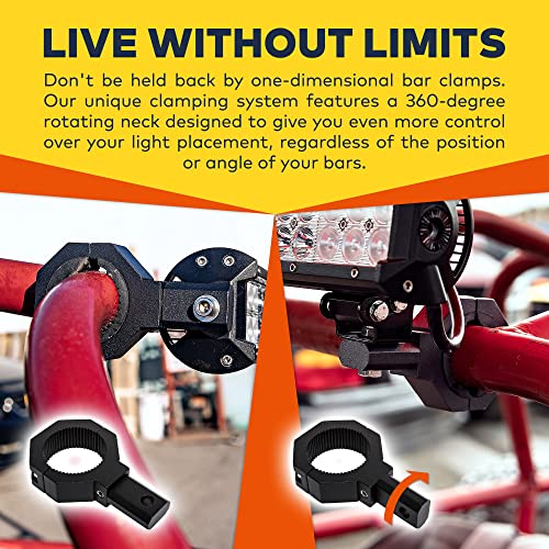 Off-Road ATV UTV Light Bar Mount Mounting Bracket Bar Clamp Kit [1"/1.5"/1.75"/2" Inch] [360-Degree] [2 x Stud Size] [Aluminium] [1 Unit] Bull Bar Roll Bar Clamp Roll Cage Clamps Mount for ATV UTV - size: 1-Pack (Standard)
