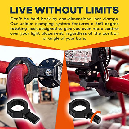 Off-Road ATV UTV Light Bar Mount Mounting Bracket Bar Clamp Kit [1"/1.5"/1.75"/2" Inch] [360-Degree] [2 x Stud Size] [Aluminium] [1 Unit] Bull Bar Roll Bar Clamp Roll Cage Clamps Mount for ATV UTV - size: 1-Pack (Standard)