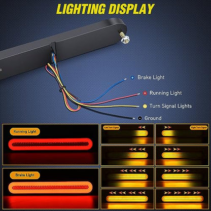 Nilight Trailer Tail Light Bar with 3-in-1 Running Stop Turn Signals Brake Lights 2 Pack 9 Inch 100 LED Red & Amber Sequential Strip for Trailers RV Truck Boat Pickup SUV - color: 2Pcs 3-in-1 9Inch Trailer Lights