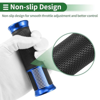 7/8" 22mm 15/16" 24mm Motorcycle Hand Grips Cover Kit Aluminum Alloy Rubber Handlebar End Grips Blue 1 Set - color: Blue