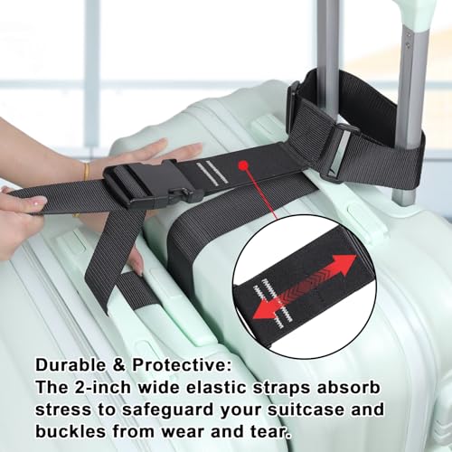 Vigorport Luggage Connector, Straps for Suitcase, Add A Bag Adjustable Attachment Accessories 2" Endless for Connect Your 3 Luggage Together-2 Pack (XXLarge) - size: 2''W XX-Large