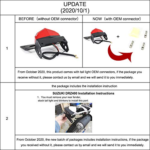 Xitomer Tail Tidy Fit for 2024 2023 DRZ400 DRZ400S SM 2005-2019 2020 2022 2023 2024 / DRZ400E 2008-2024 Fender Eliminator, with Tail light/License Plate Light (Smoke Tail Light) - color: Smoke