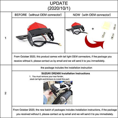 Xitomer Tail Tidy Fit for 2024 2023 DRZ400 DRZ400S SM 2005-2019 2020 2022 2023 2024 / DRZ400E 2008-2024 Fender Eliminator, with Tail light/License Plate Light (Smoke Tail Light) - color: Smoke